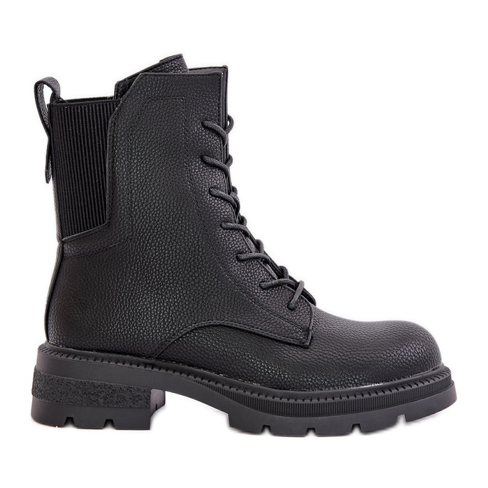 Jezzi Botas de trabalho isoladas com zíper Leairae pretas preto