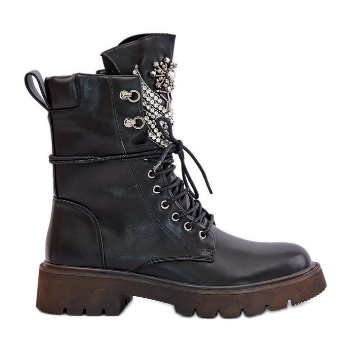 S.Barski Botas de trabalho em couro ecológico com decoração isolada D&A MR880-080 pretas preto S.Barski Botas de trabalho em couro ecológico com decoração isolada D&A MR880-080 pretas preto