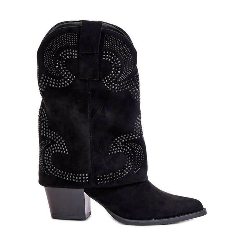 Botas de cowboy de cano médio decoradas com salto alto S.Barski HY42-153 pretas preto