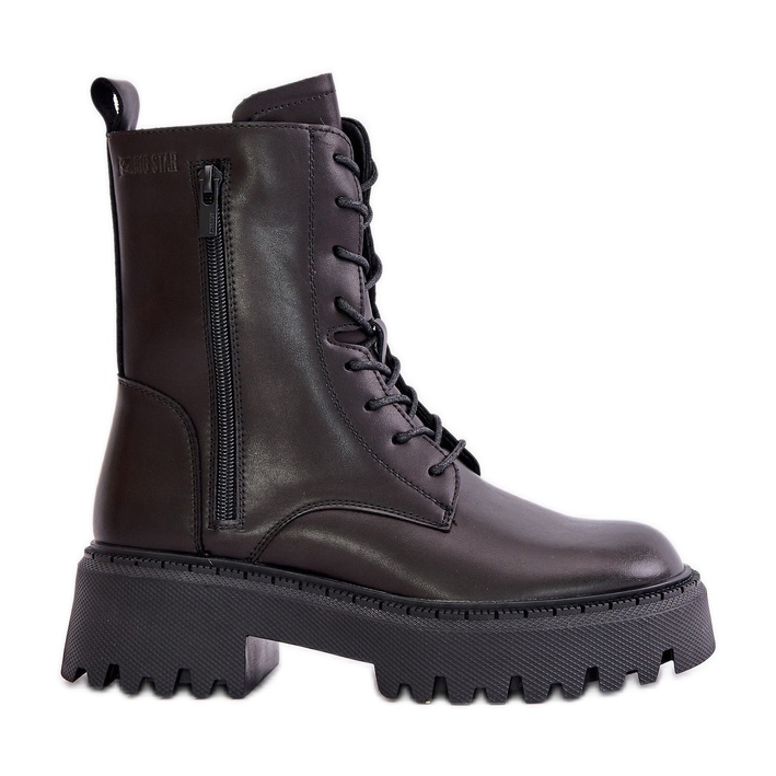 Botas de trabalho femininas com isolamento de couro Big Star OO274A387 pretas preto