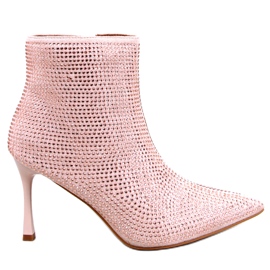 Botins de salto alto com cristais Demish Champagne rosa