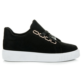 Ideal Shoes Tênis amarrado com uma fita preto