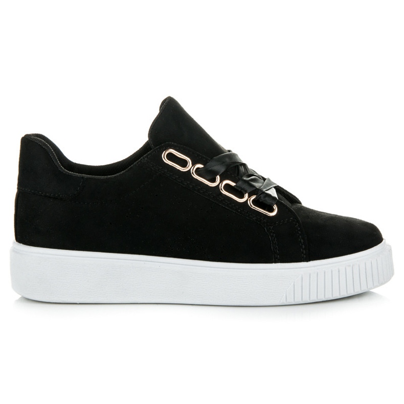 Ideal Shoes Tênis amarrado com uma fita preto