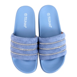 Slides de strass Lynne Blue azul Slides de strass Lynne Blue azul