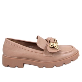 Mocassins com ursinho cáqui dourado marrom