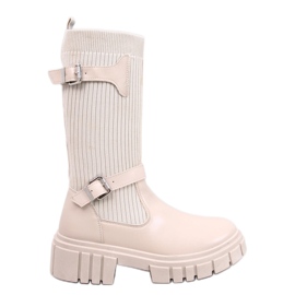 Botas de montar com uma parte superior bege flexível