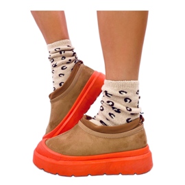 Botas curtas de neve femininas camel castanho