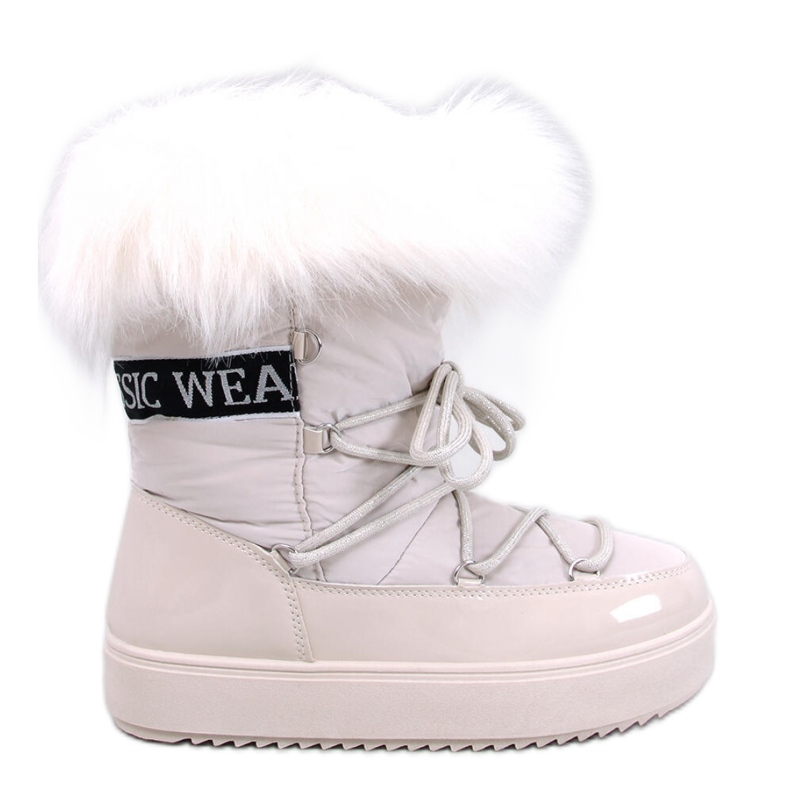 Botas de neve de pele bege