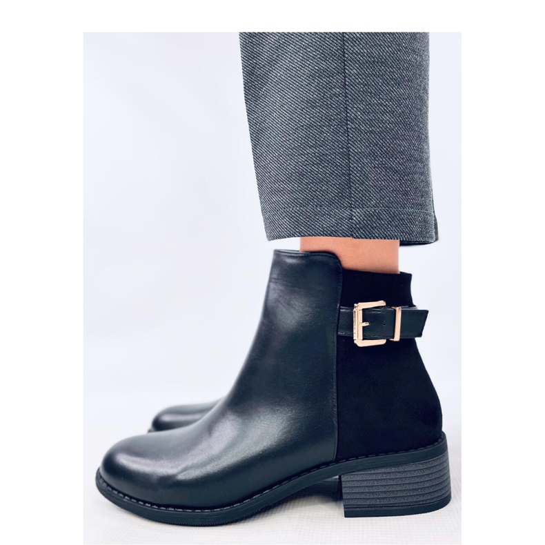 Botas Chelsea de camurça granulada feminina Gammes Preto - Inello