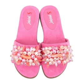 Chinelos com pedras coloridas fúcsia rosa