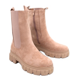 Botas altas Chelsea cáqui bege