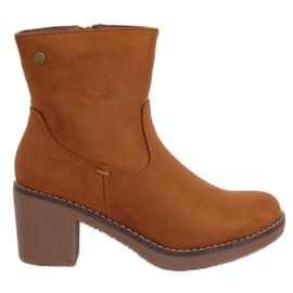 Botas camelo com salto alto de borracha castanho