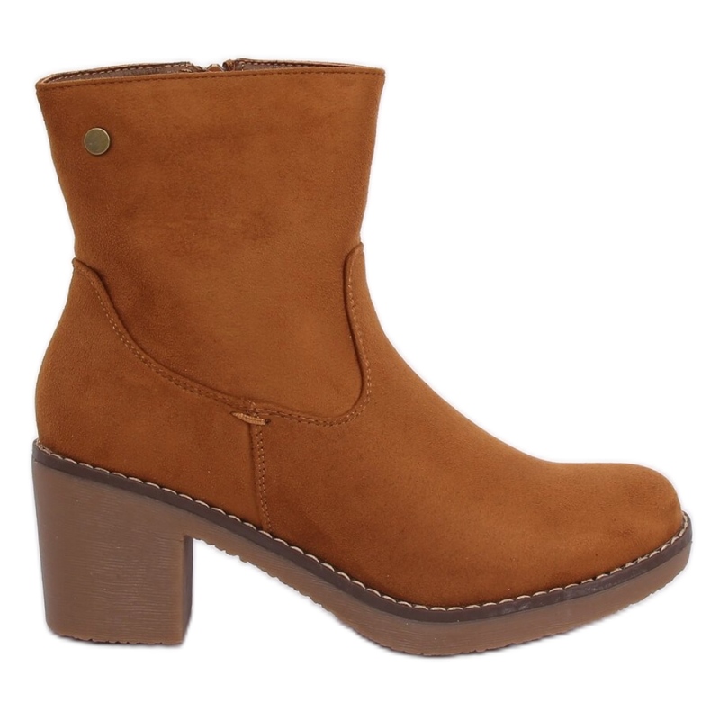 Botas camelo com salto alto de borracha castanho