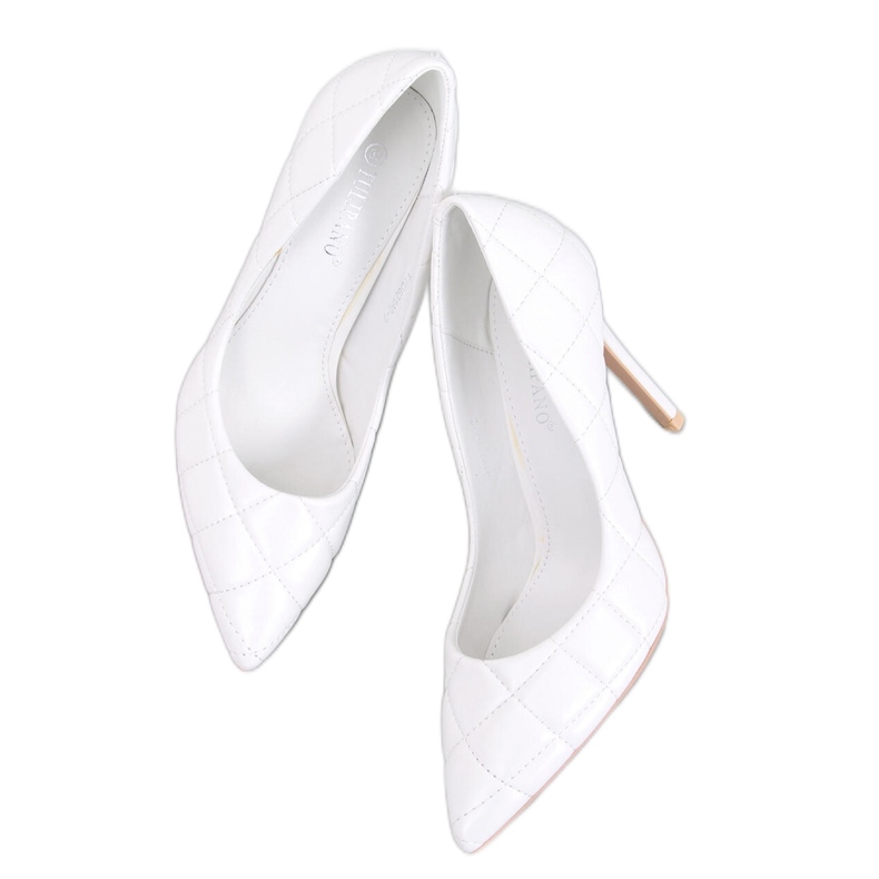 Sapatos de salto agulha acolchoados brancos