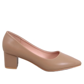 Bombas cáqui de salto baixo marrom