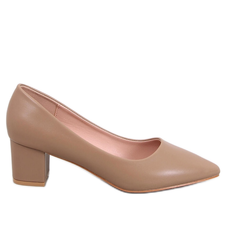 Bombas cáqui de salto baixo castanho