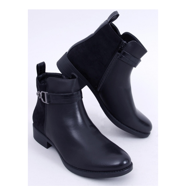 Botas Chelsea de camurça granulada feminina Amil Preto - Inello