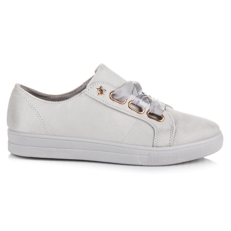 Ideal Shoes Tênis de camurça com fita cinza