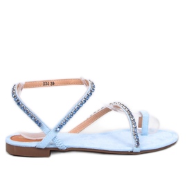 Sandália chinelo com zircões Ayless Azul - Inello