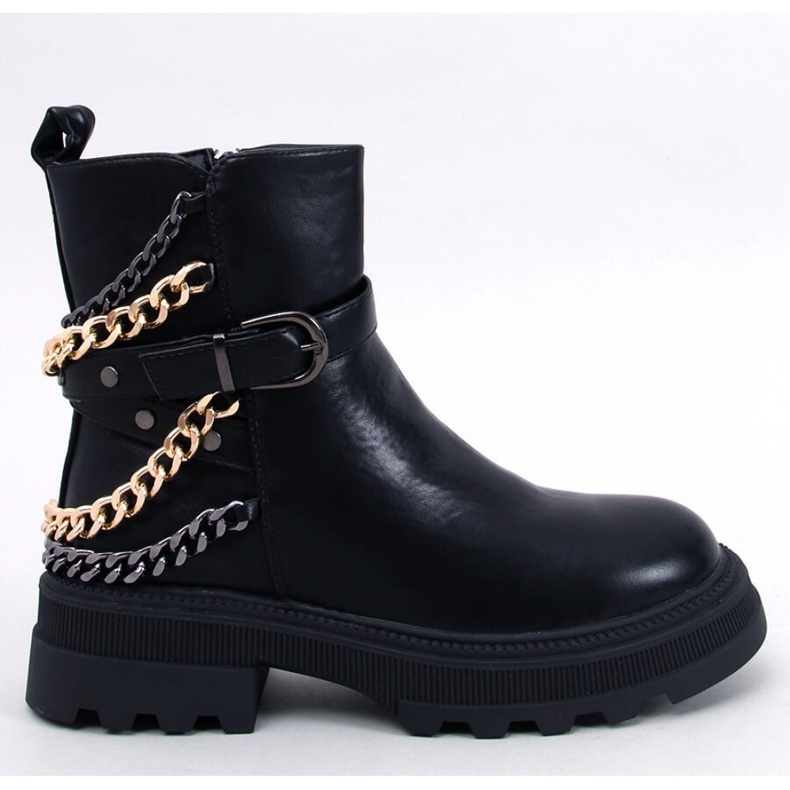 Botins militares com correntes Toliver Preto - Inello Botins militares com correntes Toliver Preto - Inello