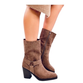 Botas de cowboy de camurça cáqui marrom