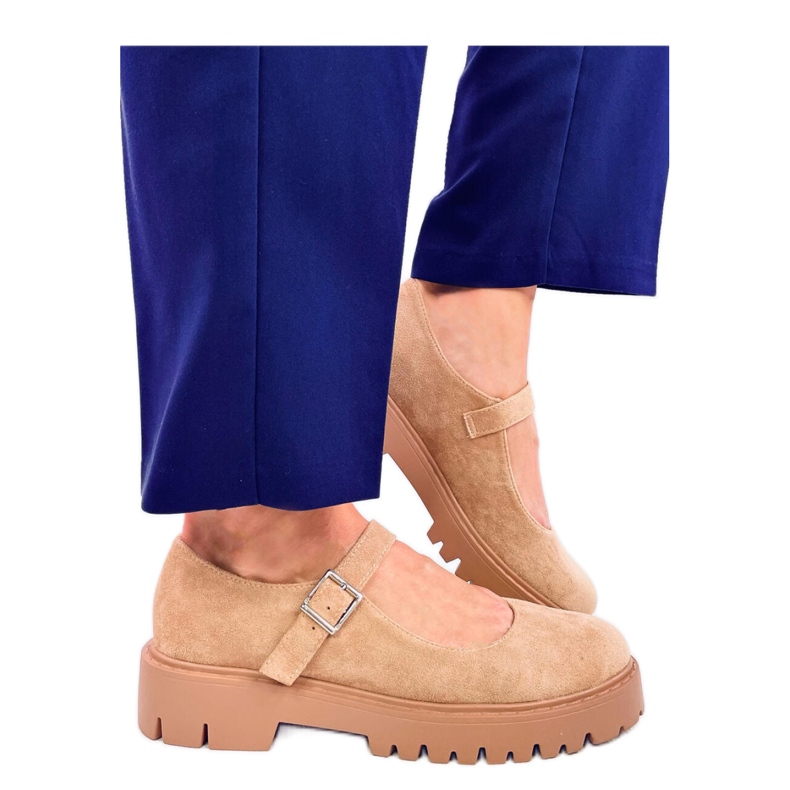 Holmess Sapatilhas de balé plataforma com tiras cáqui - Inello bege