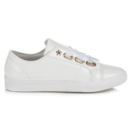 Ideal Shoes Tênis lacados com uma fita branco