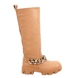 Botas com corrente July Camel - Inello marrom