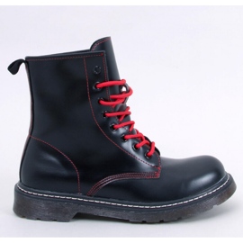 Botins com cadarço e linha colorida Stuff Pretovermelho - Inello