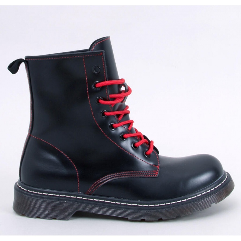 Botins com cadarço e linha colorida Stuff Pretovermelho - Inello