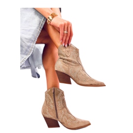 Lorenzo Botas de cowboy cáqui com pedras - Inello bege