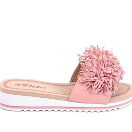 Sandália Mule Cunha com Flores Ragnes Rosa - Inello
