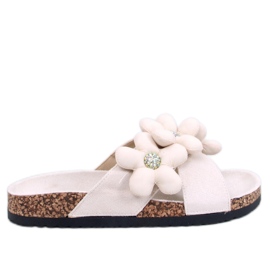 Sandália Chinelo de cortiça com almofada flores Charss Bege - Inello
