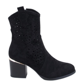 Antares Bota cowboy de camurça preta com aberturas - Inello preto