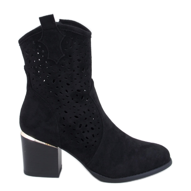 Antares Bota cowboy de camurça preta com aberturas - Inello preto