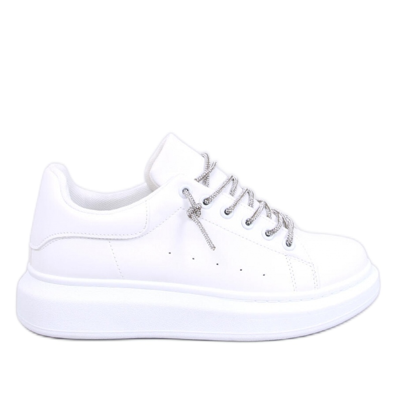 Tênis com atacadores de cristal Série BRANCO/PRATA - Inello Tênis com atacadores de cristal Série BRANCO/PRATA - Inello