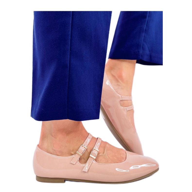 Sapatilhas nude Mary Jane Liths patenteadas - Inello rosa