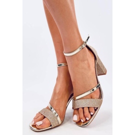 Sandália formal de salto alto Paolis Gold - Inello amarelo