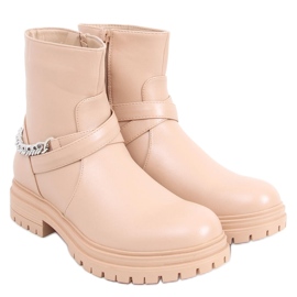 Cindy Nude Ankle boot com corrente - Inello bege