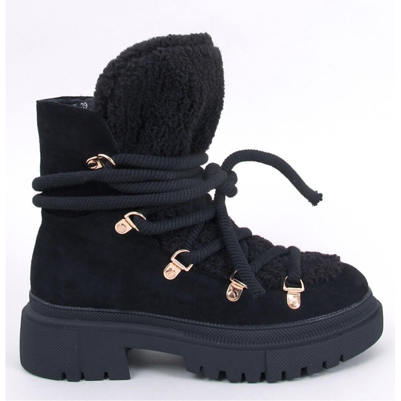 Shea Bota de neve em pele de carneiro preta - Inello preto