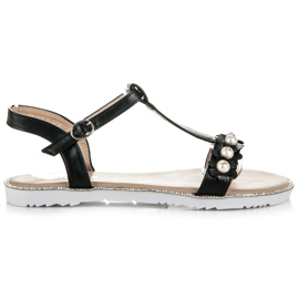 Nio Nio Sandálias planas com miçangas preto