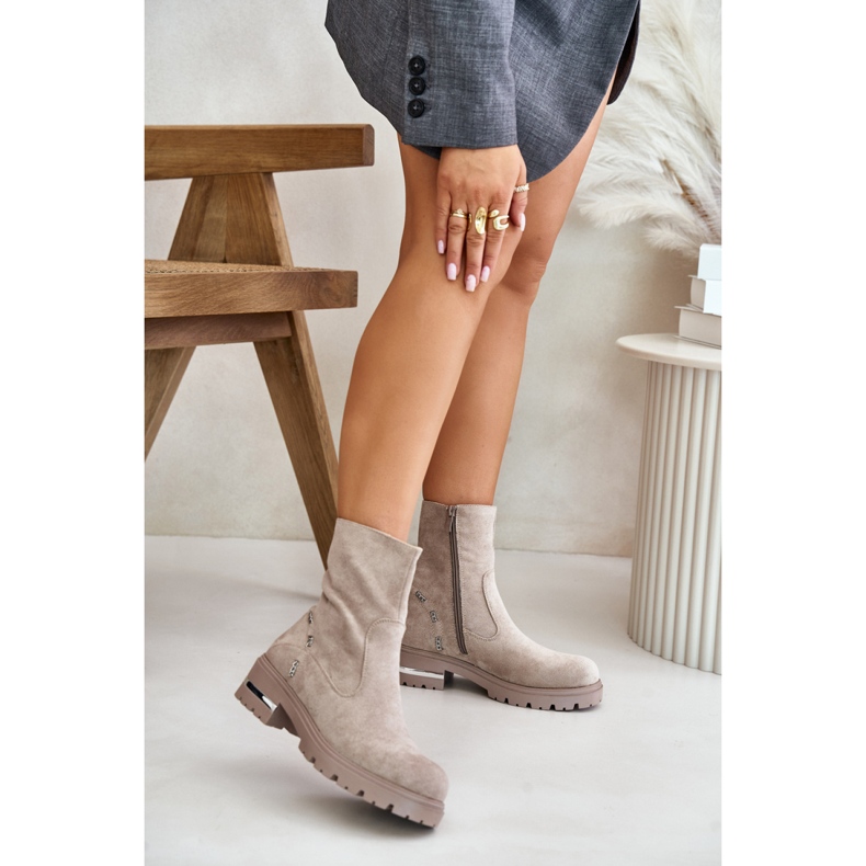 Step in style Botas Modelo Narilie LG866 Bege - Entre com estilo Step in style Botas Modelo Narilie LG866 Bege - Entre com estilo