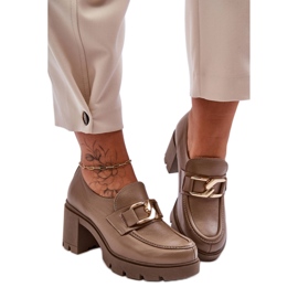 Step in style Sapatos Modelo Harmell 20097 Couro Bege Escuro - Entre com estilo