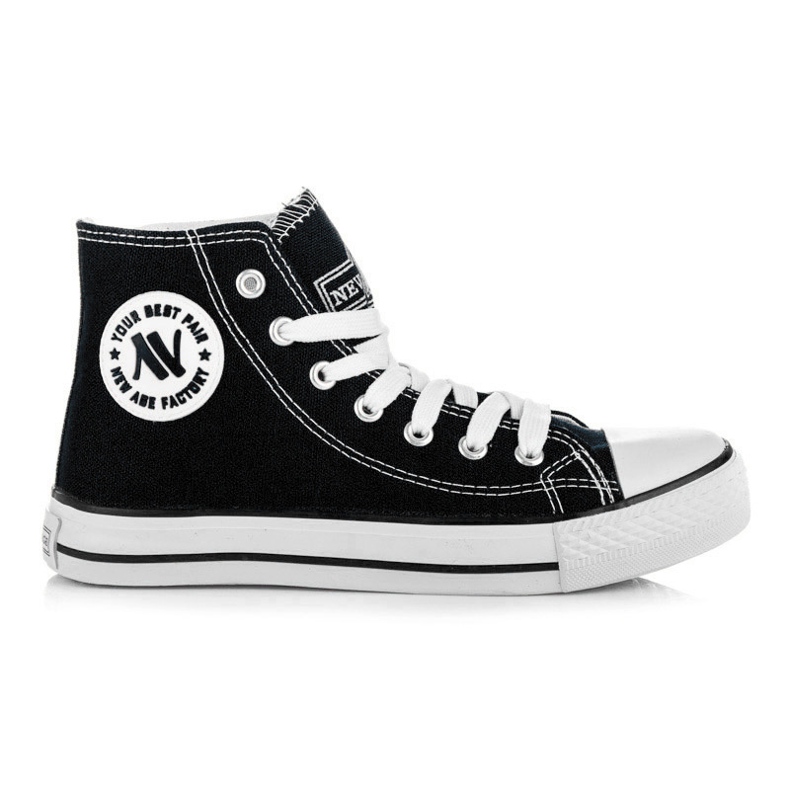 New Age Tênis de cano alto amarrado preto