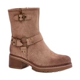 Step in style Botas Modelo Zudra 7280 Bege Escuro - Entre com estilo