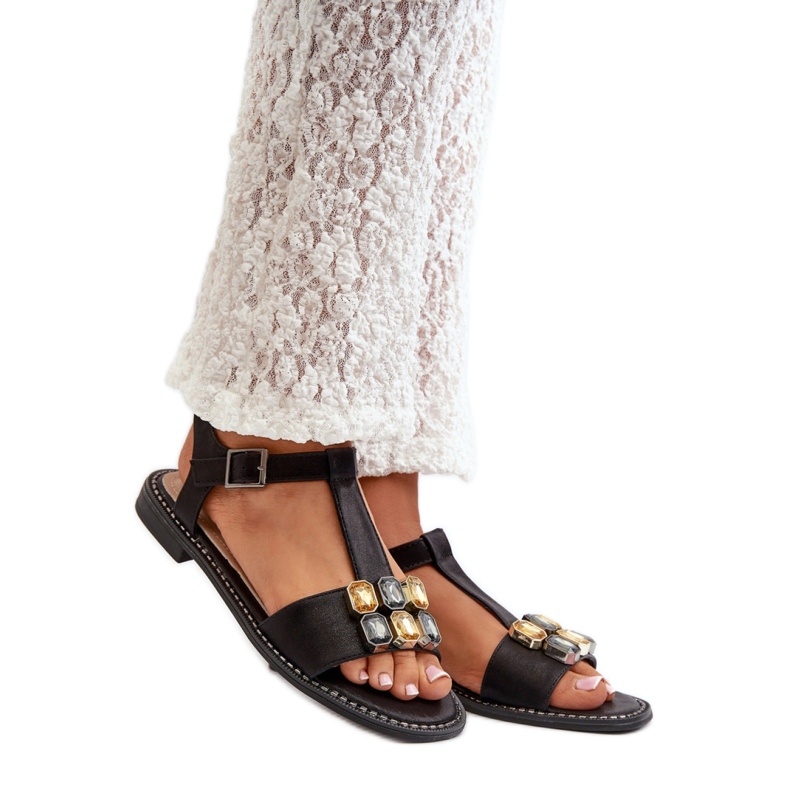 Sandálias femininas com decoração S.Barski Black preto