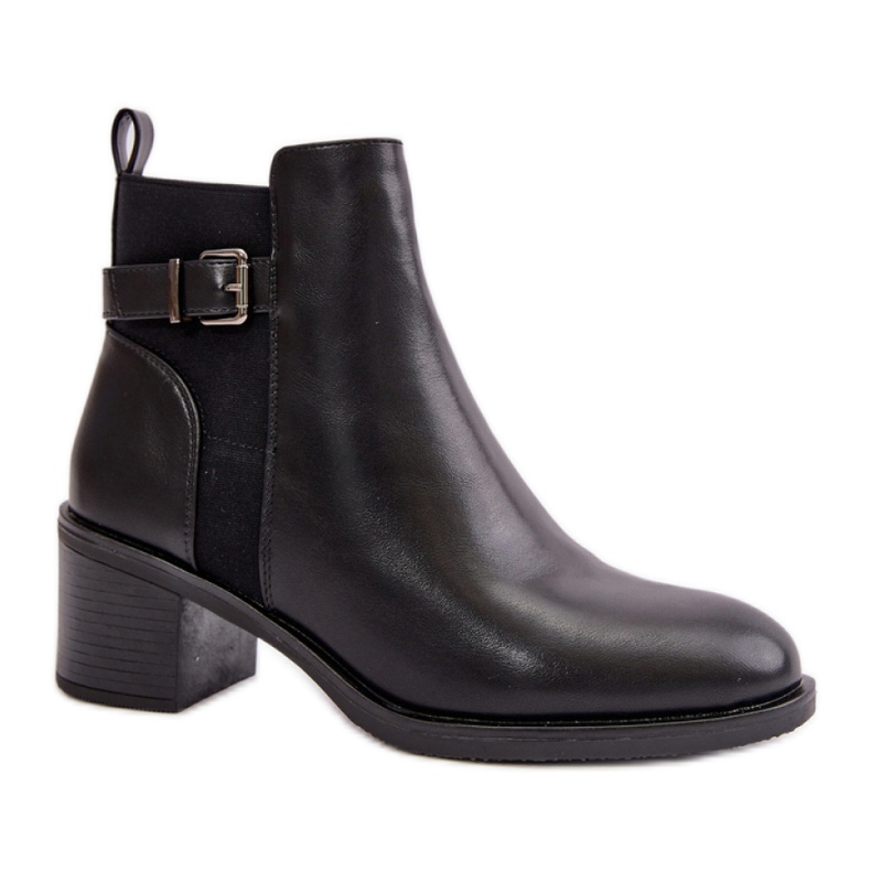 Botins femininos com isolamento e fivela, pretos