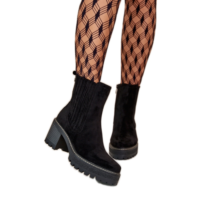 Botins femininos pretos de salto alto