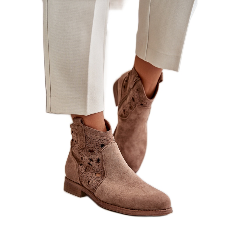 S. BARSKI Botas femininas com parte superior perfurada S.Barski marrom castanho