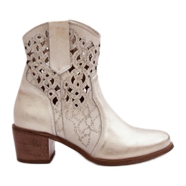 Botins femininos Zazoo com parte superior vazada, dourados